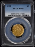 1892 $5 Gold Liberty PCGS MS-61