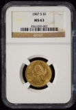 1887-S $5 Gold Liberty NGC MS-63