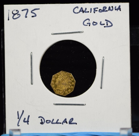 1875 California Gold Twenty Five Cent