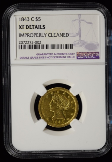 1843-C $5 Gold Coronet NGC XF Details