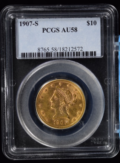 1907-S $10 Gold Coronet PCGS AU-58