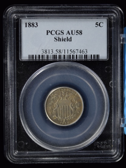 1883 Shield Five Cent PCGS AU-58