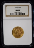 1886-S $5 Gold Liberty NGC MS-64 Deep Color