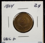 1864 Two Cent UNC Plus