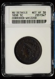 1838 Coronet Large Cent ANACS VF-30