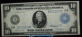 1914 $10 FRN FR911 #B5672673B NY Blue Seal CH/VF