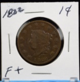 1822 Coronet Large Cent F Plus