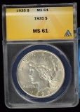 1935 Peace Dollar ANACS MS-61