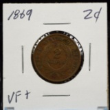 1869 Two Cent VF Plus