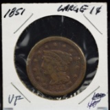 1851 Coronet Large Cent VF