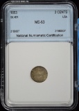 1853 Three Cent Silver NNC CH/UNC Lite Tone