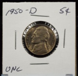 1950-D Jefferson Five Cent UNC