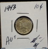 1943 Mercury Dime AU Plus