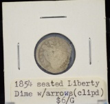 1854 Liberty Seated Dime w/Arrows