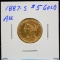 1887-S $5 Gold Liberty AU Plus