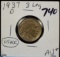 1937-D 3-Legged Buffalo Nickel AU Plus
