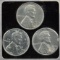 1943 PDS Steel Lincoln Cents 3 Coins AU Plus