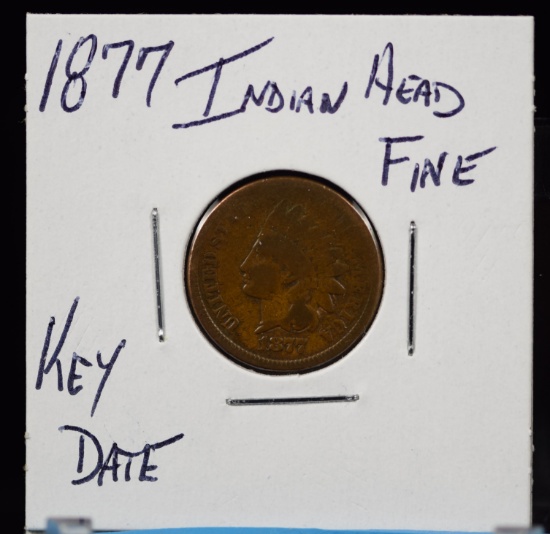 1877 Indian Head Cent Fine Key Date