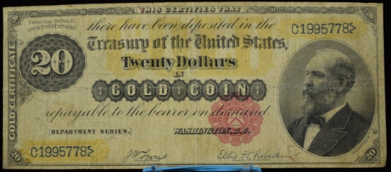 1882 $20 Gold Certificate Lyons-Robertson Fine