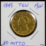 1849 $10 Gold Liberty NO Motto VF