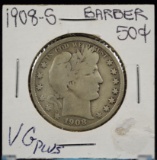 1908-S Barber Half Dollar VG Plus