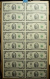 Sheet of 16 x $2 Bill Mint Issued Uncut Sheet