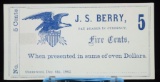 1862 5C JS Berry Civil War Greenwich Ohio CU