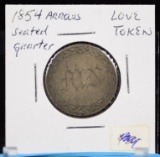 1854 Seated Quarter with Arrows Love Token
