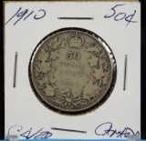 1910 Silver 50C Canada Early Date