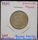 1890 Seated Quarter Proof Very Choice BU Mintage 590