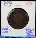 1829 Large Cent VG Open Hair Bun Variety