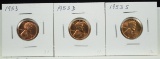 1953 PDS Lincoln Cents 3 coins GEM BU RED
