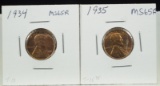 1934 & 1935 Lincoln Cents GEM BU  RED