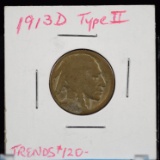 1913-D Buffalo Nickel Type 2 Rare