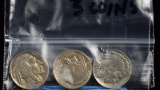 1923,28,29 3-Buffalo Nickels BU 3 Coins