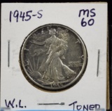 1945-S Walking Liberty Half Dollar Toned UNC
