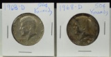 1968-D 2 Kennedy Half Dollars 40% 2 Coins