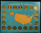 Landmarks of America Franklin Mint Collection Medal Set w/Map