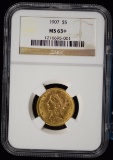 1907 $5 Gold Liberty NGC MS-63 Plus