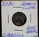 80 BC Silver Denarius Rome Republic C Poblicius Struck Uneven Scarce
