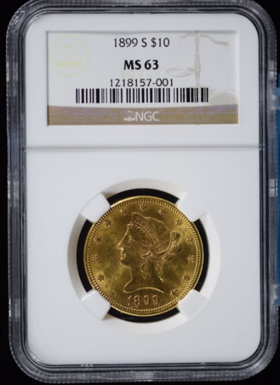 1899-S $10 Gold Liberty NGC MS-63 Nice Gold Coin