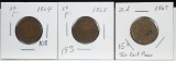 1864-65-67 3 Two Cents 3 Coins