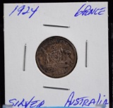 1924 Silver 6Pence Australia Very Scarce Early Date