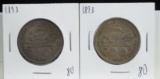 1893 Columbian Commen Half Dollars 2 Coins