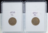 1857 & 1858 Flying Eagles 2 Coins F/AU