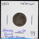 1853 Seated Dime with Arrows