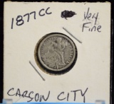 1877-CC Seated Dime Carson City VF