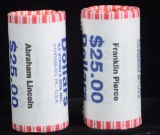 2 Rolls US Unbroken Presidential Dollars Pierce/Lincoln