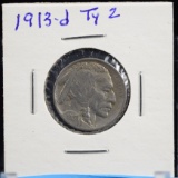 1913-D Buffalo Nickel Type 2 F