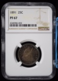 1891 Proof Seated Quarter NGC PF-67 Great Tone